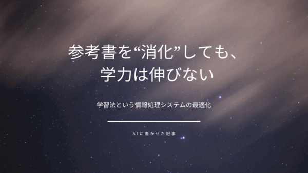 「参考書を“消化”しても、学力は伸びない」――学習法という情報処理システムの最適化